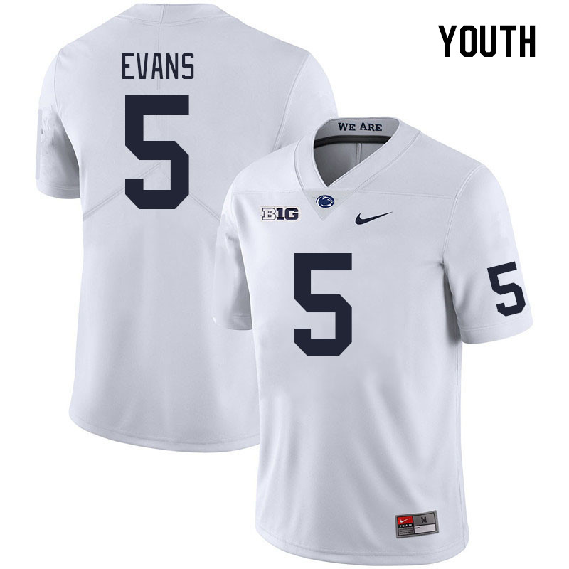 Youth #5 Omari Evans Penn State Nittany Lions College Football Jerseys Stitched Sale-White - Click Image to Close